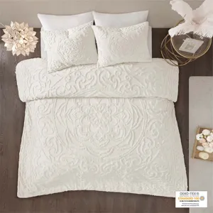 Madison Park Laetitia Tufted Cotton Chenille Medallion Duvet Cover Set
