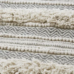 Asher Woven Texture Stripe Bath Rug - Grey