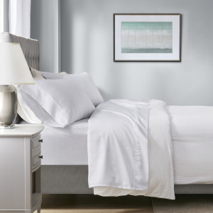 1000 Thread Count California King HeiQ Smart Temperature Cotton Blend 4 PC Sheet Set - White