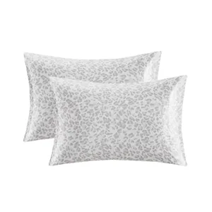 Printed Satin Luxury 2 PC Pillowcases - Gray Leopard