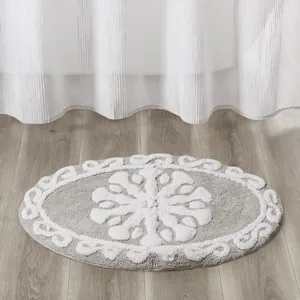 Casablanca Medallion Cotton Tufted Bath Rug - Taupe