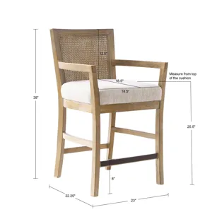 Diedra Cane Back Counter Stool - Cream/Reclaimed Natural