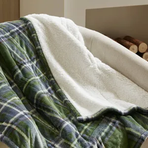 Woolrich Print Plush to Sherpa Heated Throw