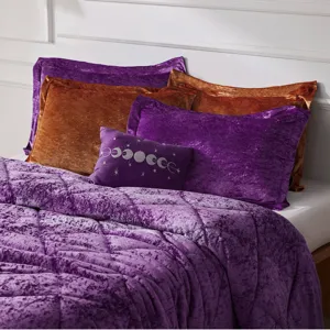 Felicia King/California King Velvet Comforter Set with Throw Pillow - Purple