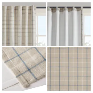 Madison Park Anaheim Plaid Rod Pocket and Back Tab Curtain Panel with Fleece Lining