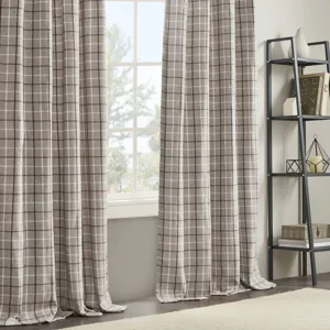 Madison Park Anaheim Plaid Rod Pocket and Back Tab Curtain Panel with Fleece Lining