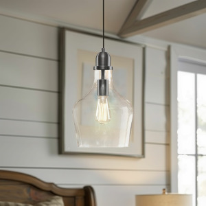 Auburn Bell Shaped Hanging Glass Pendant Light - Bronze/Clear