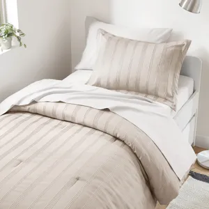 Super Listing Logan Striped Reversible Pintuck Pleated Comforter Set