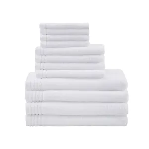Big Bundle 100% Cotton Quick Dry 12 Piece Bath Towel Set - White