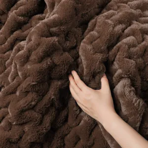 Madison Park Ruched Fur Throw