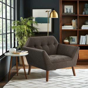 Newport Newport Wide Mid-Century Modern Lounge Chair - Charcoal
