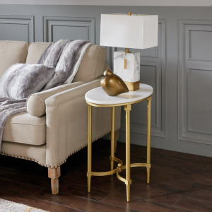 Bordeaux End Table - White/Gold