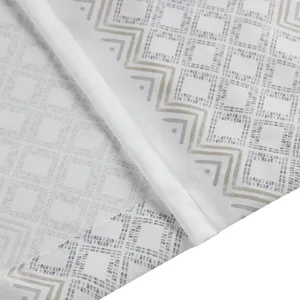 Ebby 2pk Poly Printed Curtain Panel with Tufted Stripe - White/Taupe