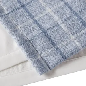 Anaheim Plaid Rod Pocket and Back Tab Curtain Panel with Fleece Lining - Denim Blue