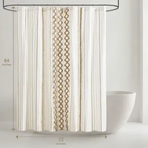 INK+IVY Imani Cotton Printed Shower Curtain with Chenille
