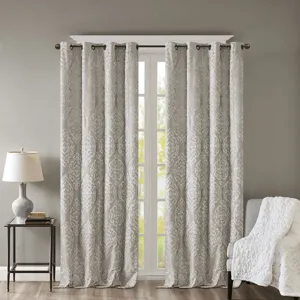 SunSmart Mirage Knitted Jacquard Damask Total Blackout Grommet Top Curtain Panel