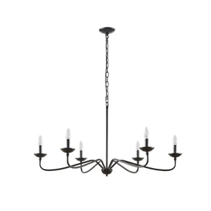 Brighton 6-Light Farmhouse Metal Chandelier - Matte Black