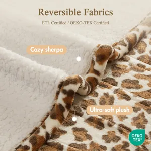 Beautyrest Shawn Heated Sherpa Snuggle Wrap Throw - Leopard
