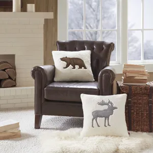 Bear Square Berber Pillow - White