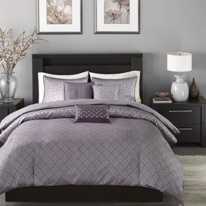 Biloxi Full/Queen 6 Piece Jaquard Duvet Cover Set - Purple