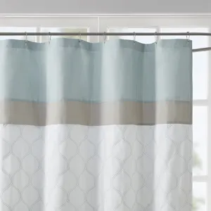 510 Design Shawnee Printed and Embroidered Shower Curtain - Seafoam