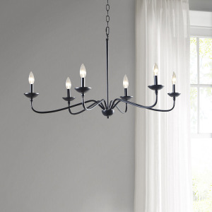 Brighton 6-Light Farmhouse Metal Chandelier - Matte Black