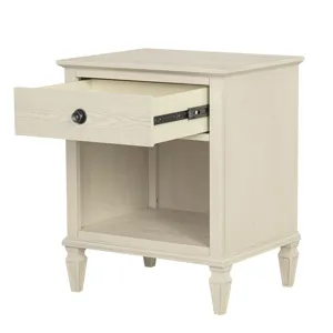 Victoria one-drawer wood nightstand with shelf - Antique Cream