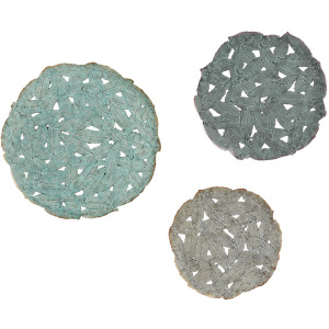 Madison Park Rossi Textured Feather 3-piece Metal Disc Wall Decor Set