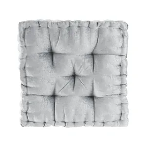 Azza Poly Chenille Square Floor Pillow Cushion - Grey