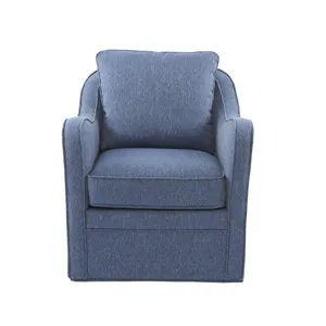 Brianne Upholstered Swivel Curved Armchair - Navy