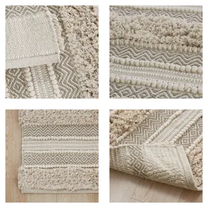 Asher Woven Texture Stripe Bath Rug - Natural