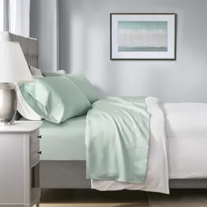 1000 Thread Count California King HeiQ Smart Temperature Cotton Blend 4 PC Sheet Set - Seafoam