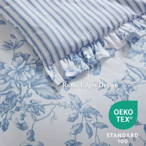 Adele Twin/Twin XL 4 Pieces Comforter Set with Decorative Pillows - Blue