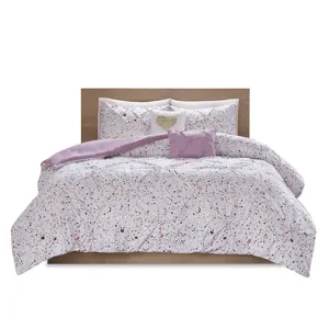 Abby/Lara/Nicole Twin/Twin XL Metallic Printed and Pintucked Comforter - Plum