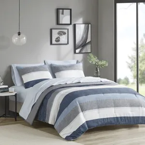 Madison Park Essentials Jaxon Stripe Comforter Set with Bed Sheets