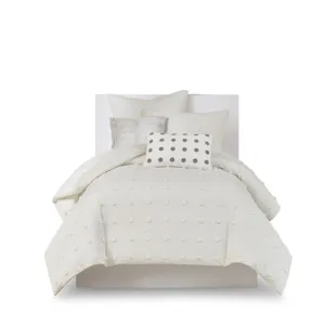 Urban Habitat Brooklyn Cotton Jacquard Duvet Cover Set with Euro Shams and Throw Pillows