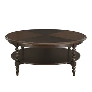 Philippe Round Coffee Table with Shelf - Brown