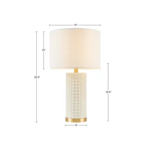 Grace Ivy Textured Dot Table Lamp - White/Gold
