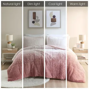 Intelligent Design Brielle Ombre Shaggy Long Fur Comforter Mini Set