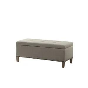 Shandra II Tufted Top Soft Close Storage Bench - Light Grey