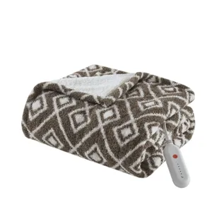 Amira Dream Soft Heated Throw - Brown Geo