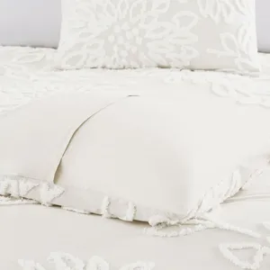Madison Park Veronica 3 Piece Tufted Cotton Chenille Floral Duvet Cover Set