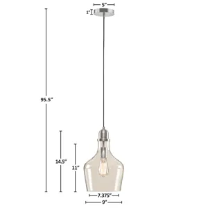 Auburn Bell Shaped Hanging Glass Pendant Light - Silver/Clear