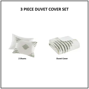 INK+IVY Tahli 3 Piece Cotton Blend Chenille Duvet Cover Set