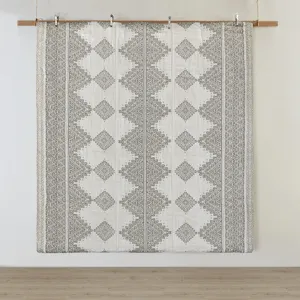 Ibiza King/California King 4 Piece Printed Comforter Set with Throw Pillow - Black/Ivory