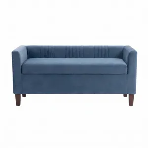 Nicole Miller Corvina Ruched Velvet Storage Bench with Lift-Top Seat - Slate Blue