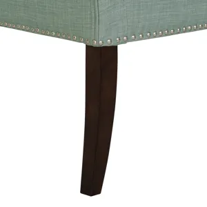 Welburn 49.5\" Upholstered Bench with Back & Wood Legs - Light Blue