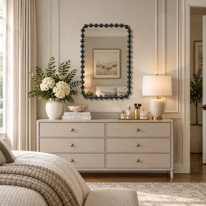 Madison Park Signature Marlowe 24X36 Rounded Rectangle Beaded Wall Mirror