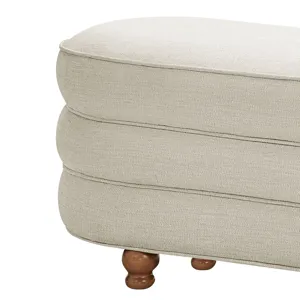 Madison Park Kylan Oval Channel Storage Bench with Wooden Ball Feet - Cream