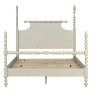 Beckett Queen Turned Wood Spindle Bed - Antique Cream
